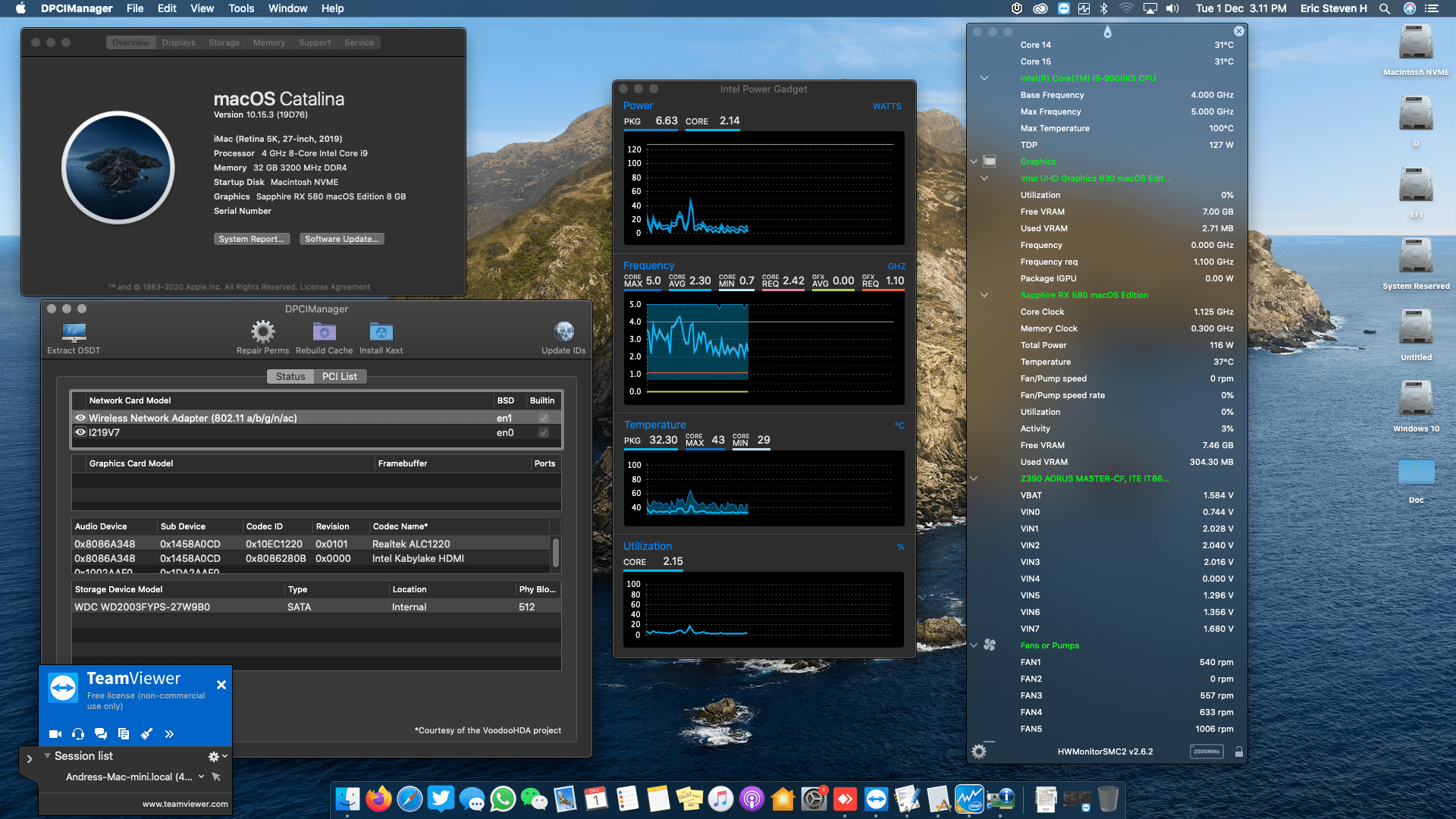 Success Hackintosh macOS Catalina 10.15.3 Build 19D76 in Gigabyte Z390 Aorus Master + Intel Core i9 9900KS + Sapphire RX 580
